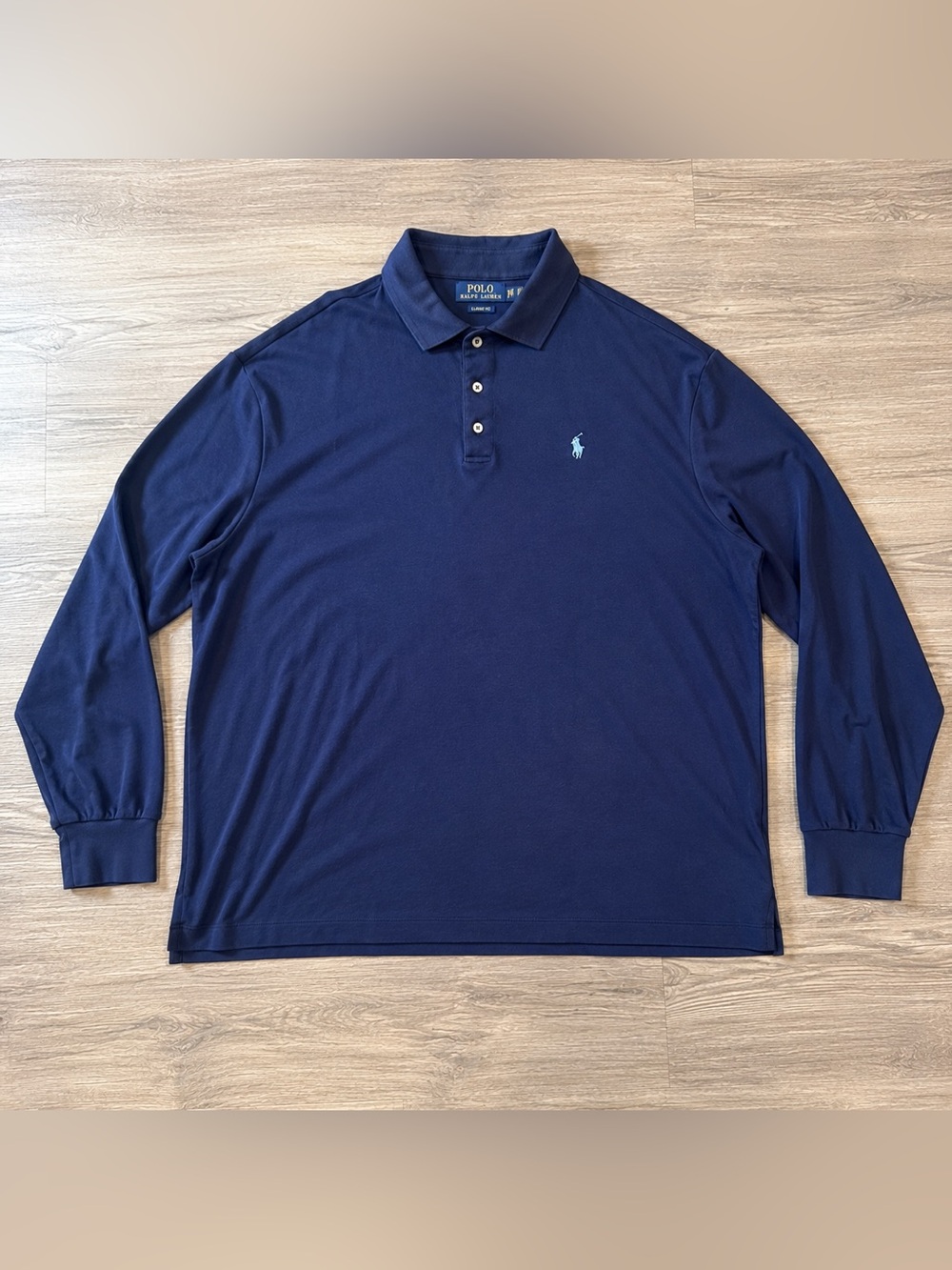Polo Ralph Lauren Classic Fit Polo Shirt Men's XXL Navy Blue Long Sleeve Cotton